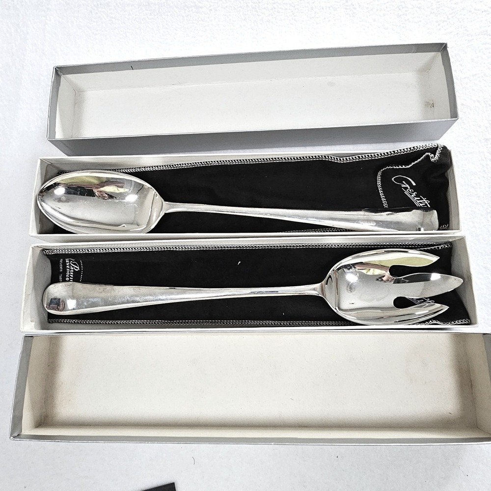 Gerity Georgian Silverplate Salad Serving Set Spoon Fork 1740 Reproduction 13in‎